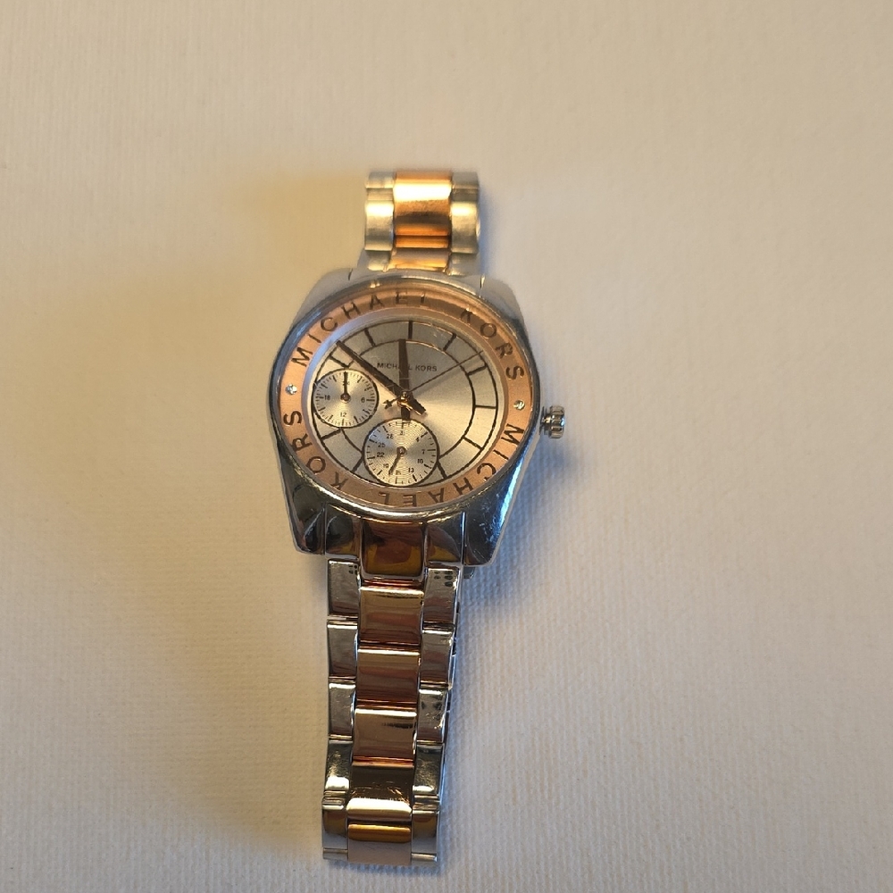 Michael Kors Two-Tone Silver and Rose Gold Watch